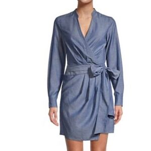 Bailey 44 Blue Chambray Wrap Dress Size L NWOT